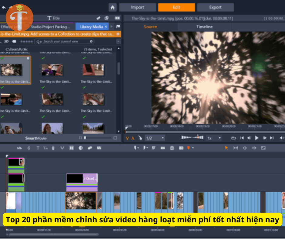 Pinnalcle-studio - top 20 tool (phần mềm) edit chỉnh sửa video hàng loạt miễn phí tốt nhất hiện nay