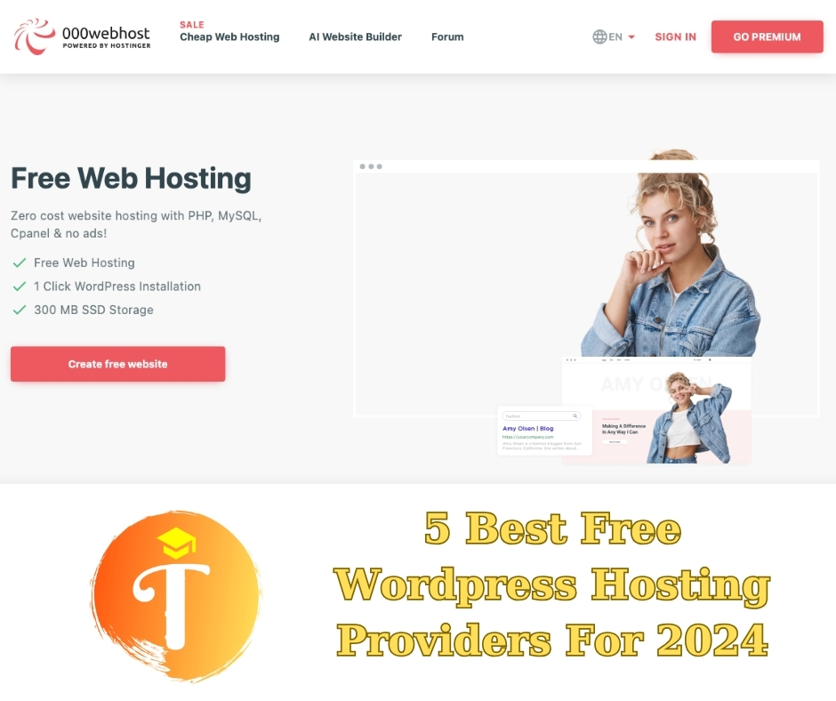 000webhost - a WordPress hosting provider with no ads 