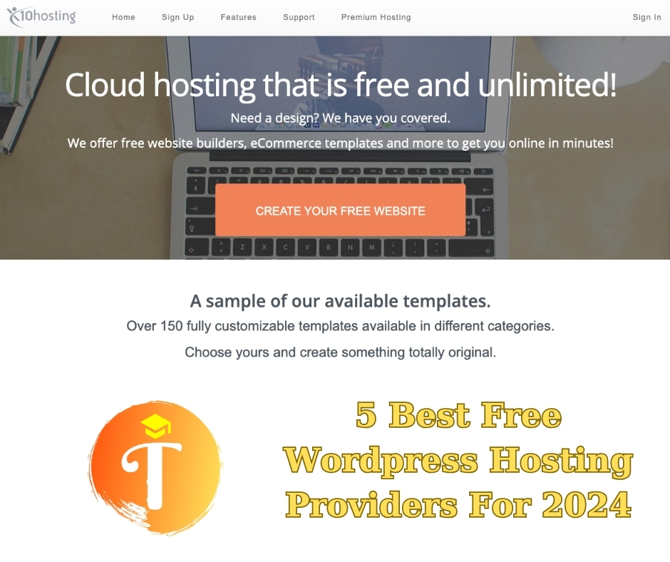 x10hosting - free WordPress hosting providers with no ads
